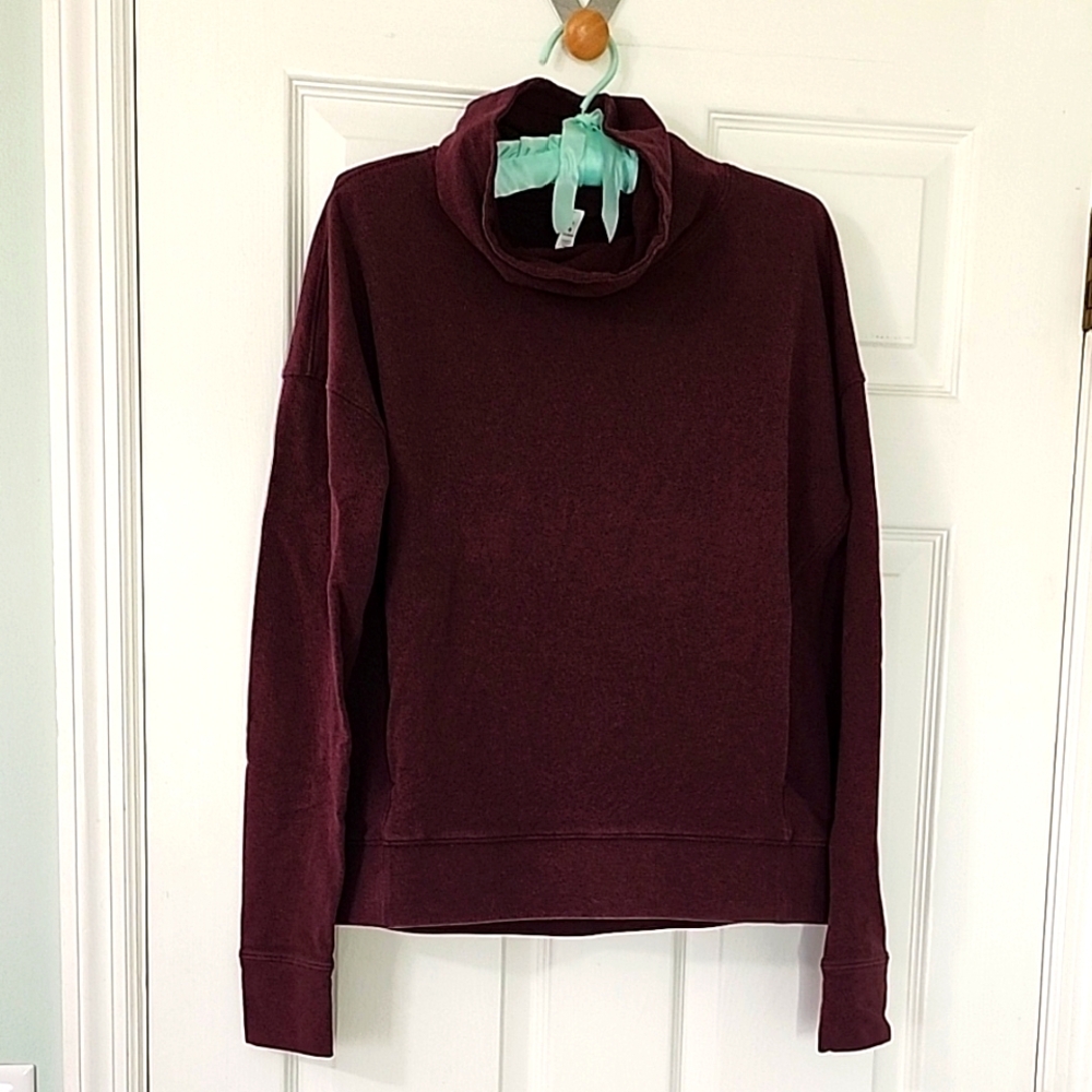 lululemon Stress Less athletica Maroon Cowl Neck Sweater Size 6